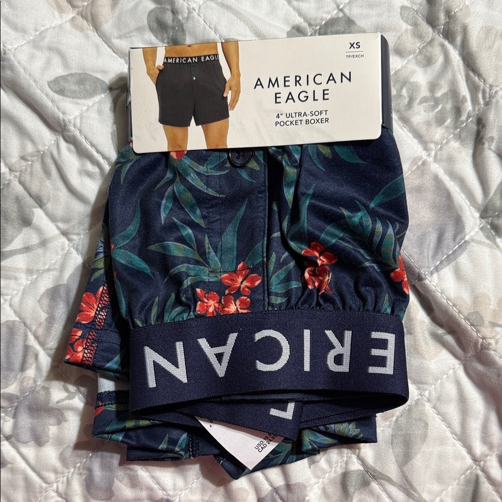 American Eagle Outfitters Kids Tropical Print Boxers - Navy and Red